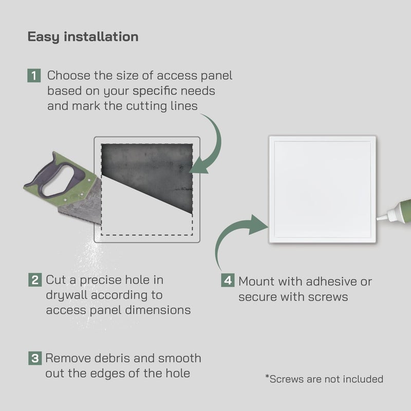 Vent Systems 16'' x 16'' Inch White Metal Access Panel with Click Function - Easy Access Doors - Access Panel for Drywall, Wall, Electrical and Plumbing Service Door - Image 4